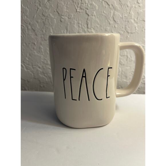 Rae Dunn PEACE Ceramic Coffee Tea Mug Cup 16 oz Large Ivory by Magenta Artisan - Picture 1 of 7